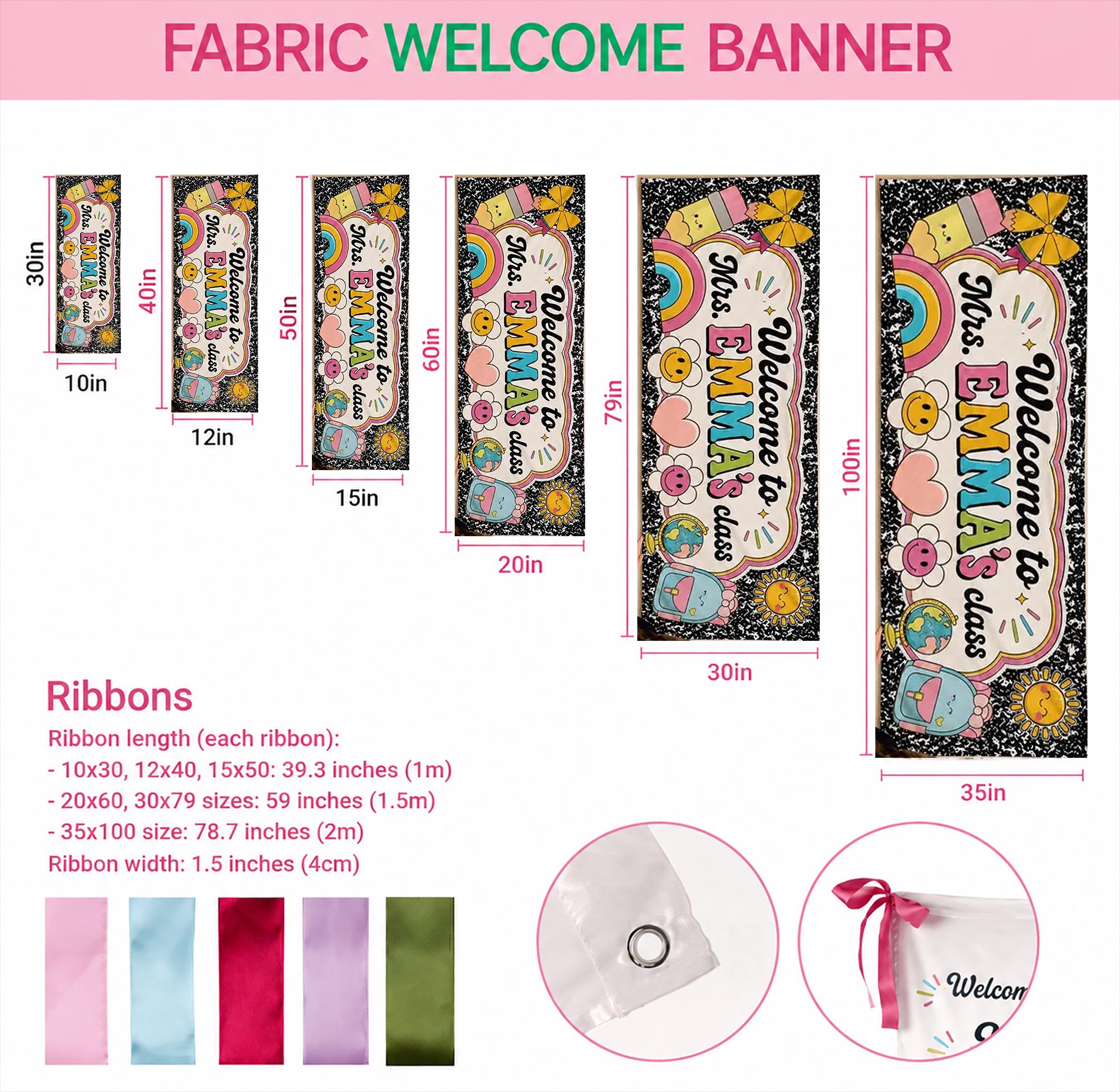 Personalized Classroom Banner, Custom Teacher Name Sign, Colorful Back to School Wall Decor Gift
