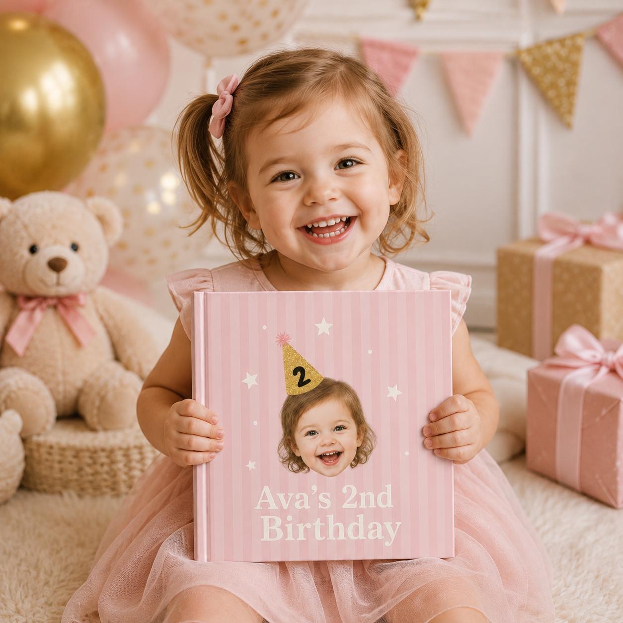 Personalized Birthday Photo Book, Custom Kids Face Scrapbook, Birthday Party Favors Gift