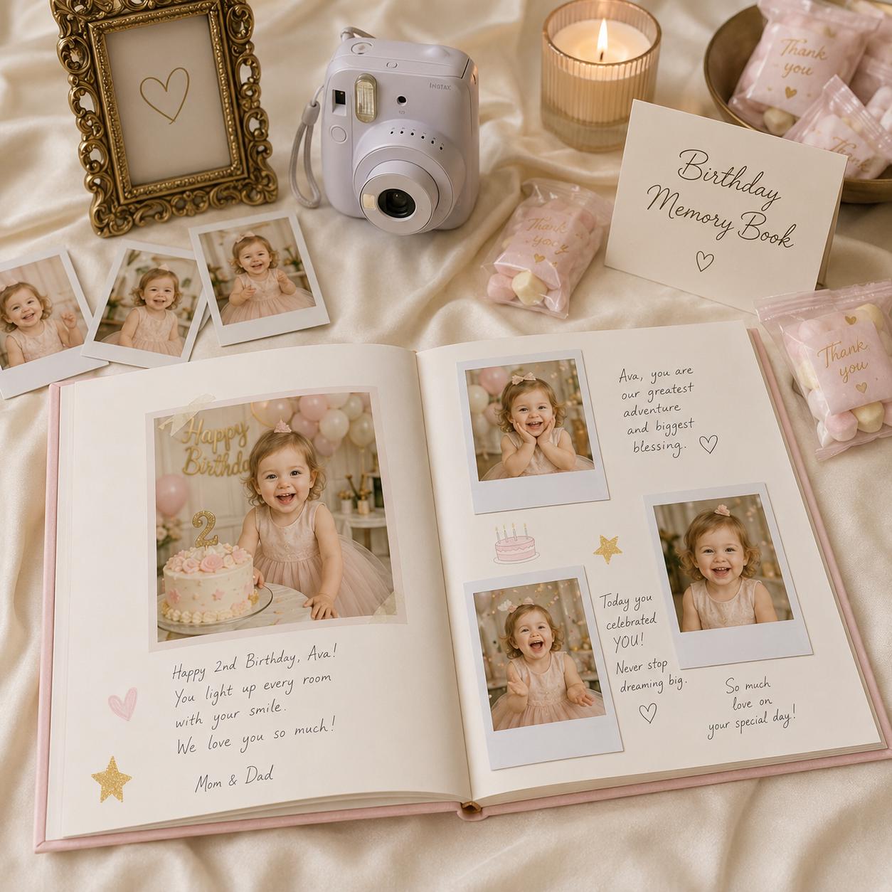 Personalized Birthday Photo Book, Custom Kids Face Scrapbook, Birthday Party Favors Gift