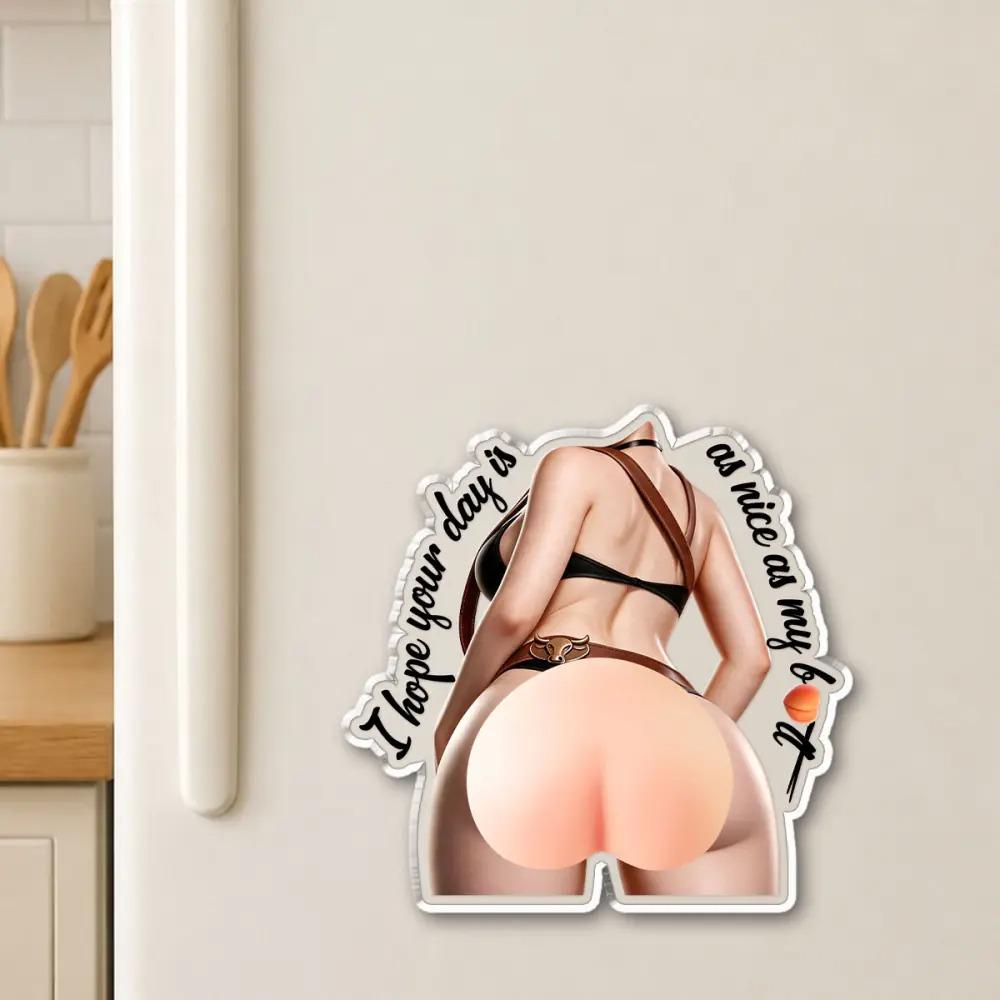 Personalized Squishy Acrylic Magnet, Funny Butt Custom Photo Fridge Magnet, Gag Gift for Him Her