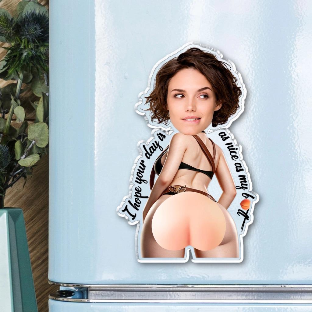 Personalized Squishy Acrylic Magnet, Funny Butt Custom Photo Fridge Magnet, Gag Gift for Him Her