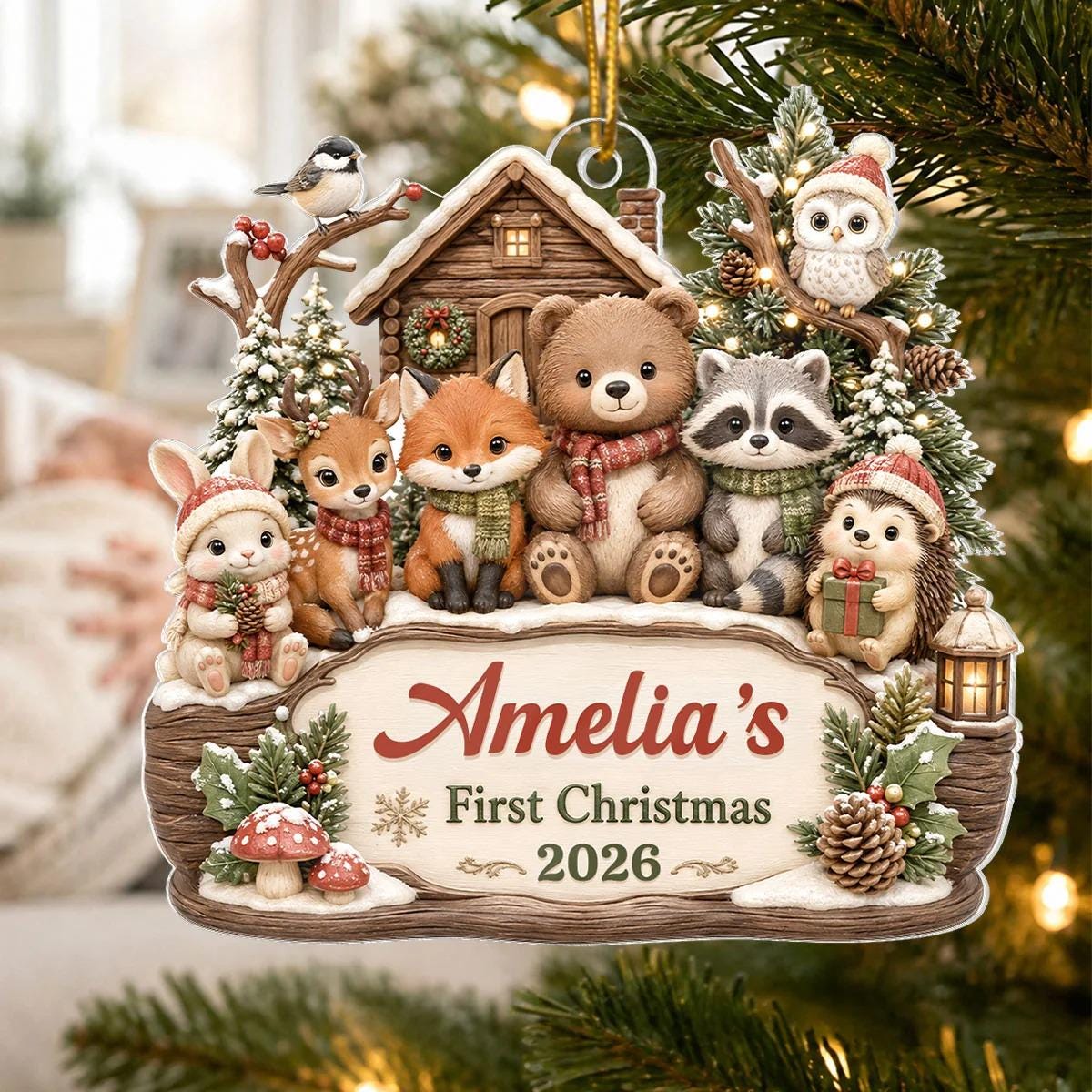 Custom Baby's First Christmas Acrylic Ornament, Cute 1st Baby's Christmas Gift For New Mom, Baby Shower Decor