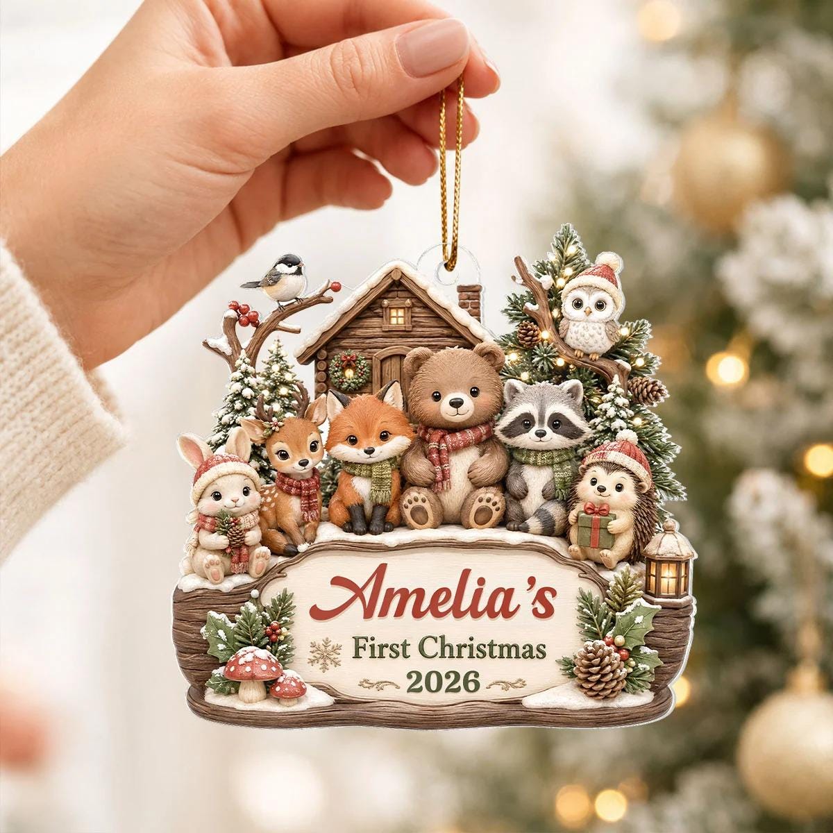 Custom Baby's First Christmas Acrylic Ornament, Cute 1st Baby's Christmas Gift For New Mom, Baby Shower Decor