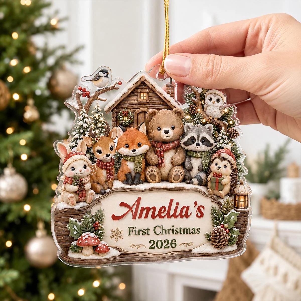 Custom Baby's First Christmas Acrylic Ornament, Cute 1st Baby's Christmas Gift For New Mom, Baby Shower Decor