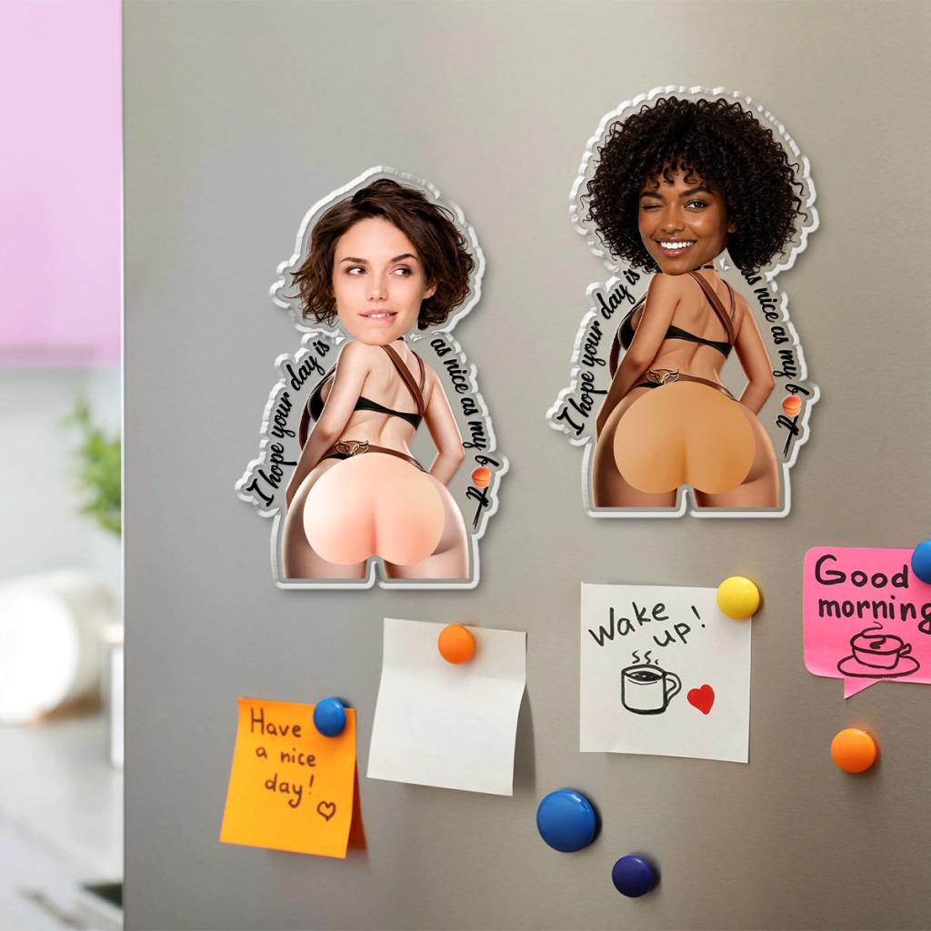 Personalized Squishy Acrylic Magnet, Funny Butt Custom Photo Fridge Magnet, Gag Gift for Him Her
