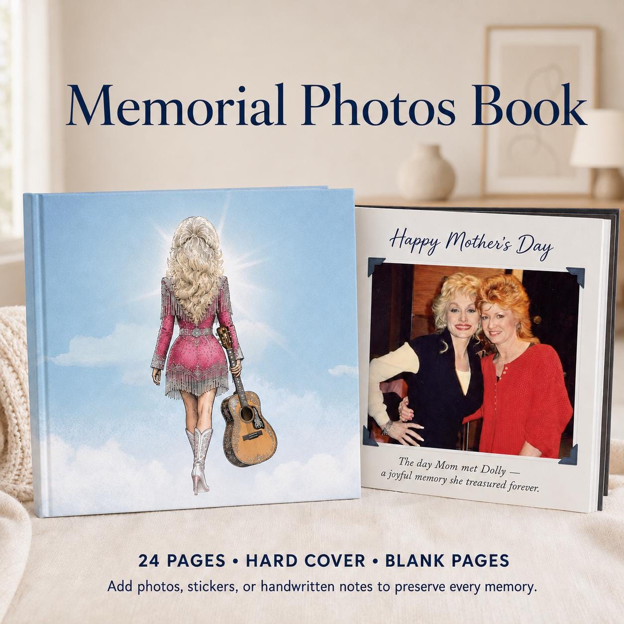 Dolly Parton Memorial Book Keepsake, Memorial Guest Book, Country Music Keepsake Gift