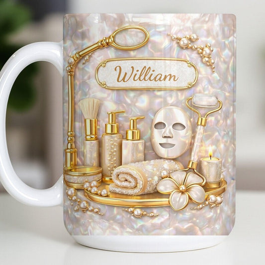 Custom Skincare 3D Effect Ceramic Mug, Best Esthetician Skincare Tools Coffee Cup, Skin Care Lovers Mug, Beauty Salon Shop Gift, Mom Cup
