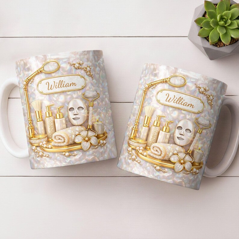 Custom Skincare 3D Effect Ceramic Mug, Best Esthetician Skincare Tools Coffee Cup, Skin Care Lovers Mug, Beauty Salon Shop Gift, Mom Cup