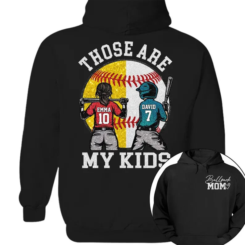 Custom Baseball Softball Mom Ballpark Mom Shirt, Mother's Day Sweatshirt for Mom, Those Are My Kids Ballpark Mom, Sports Family Keepsake