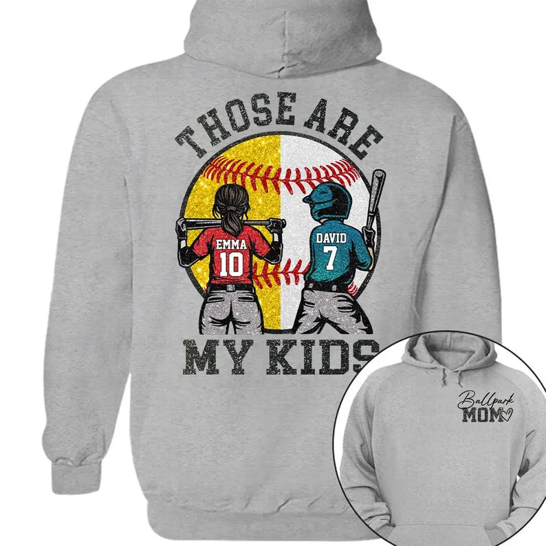 Custom Baseball Softball Mom Ballpark Mom Shirt, Mother's Day Sweatshirt for Mom, Those Are My Kids Ballpark Mom, Sports Family Keepsake