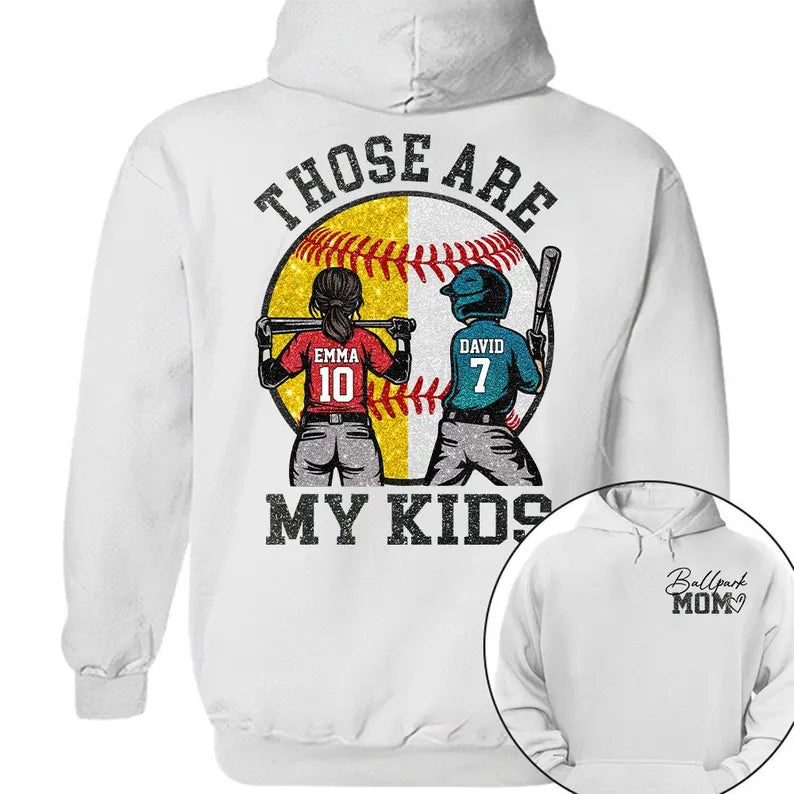 Custom Baseball Softball Mom Ballpark Mom Shirt, Mother's Day Sweatshirt for Mom, Those Are My Kids Ballpark Mom, Sports Family Keepsake