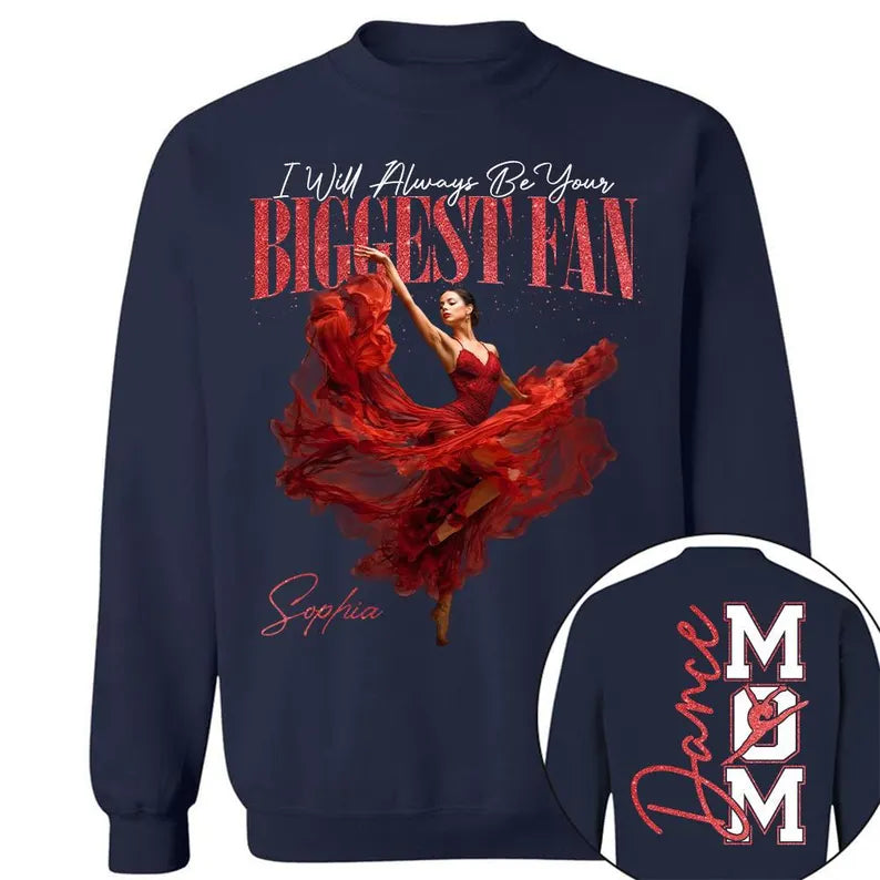 Custom Dance Mom Shirt, Personalized Dancer Gift, Biggest Fan Tee with Name, Ballet Mom Shirt, Dance Recital Gift